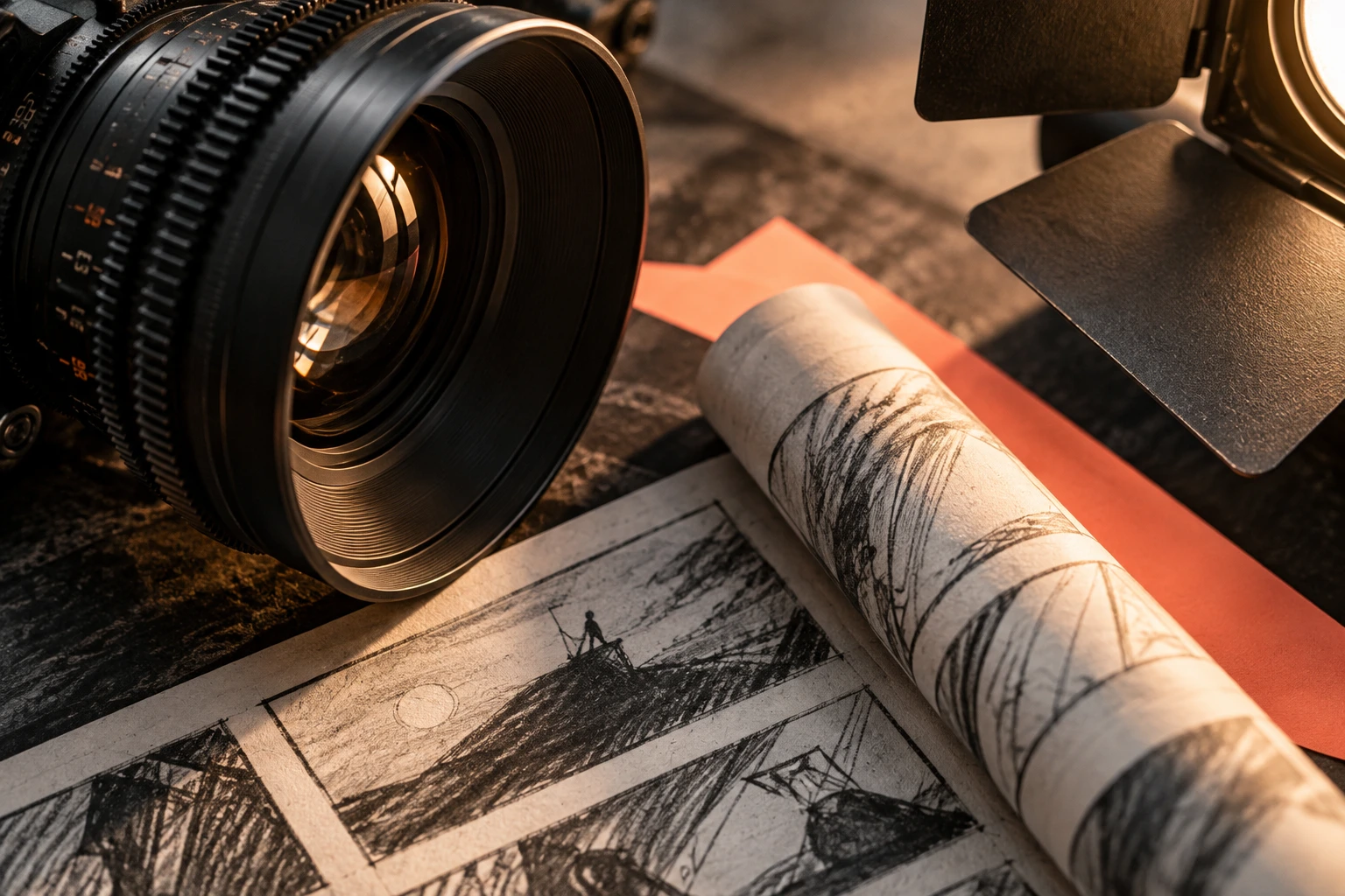 Penguin ePulse use case: Camera and storyboard still life for agency campaign production — conceptual illustration