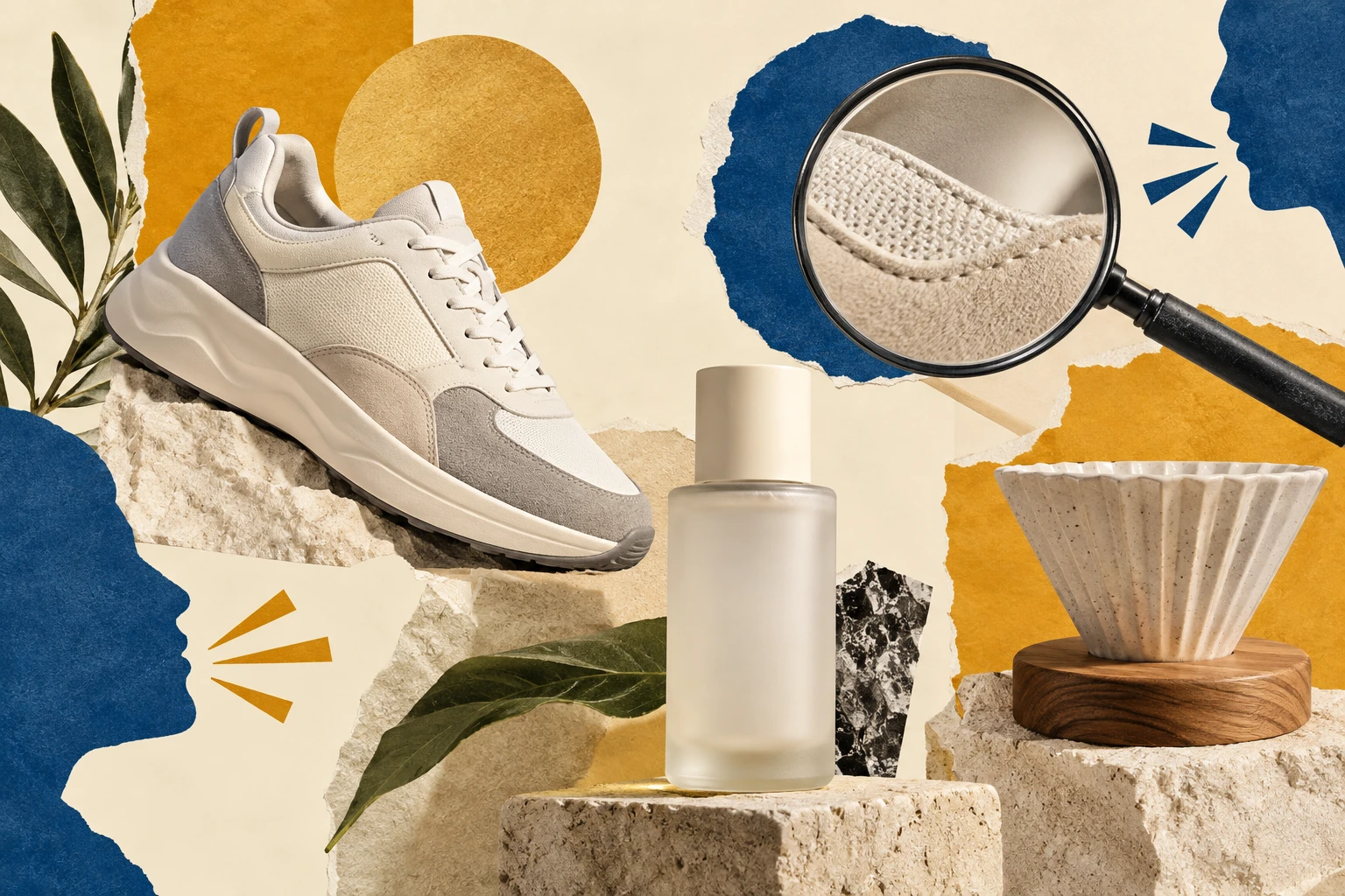 Penguin ePulse use case: Product collage representing shopper feedback research — conceptual illustration